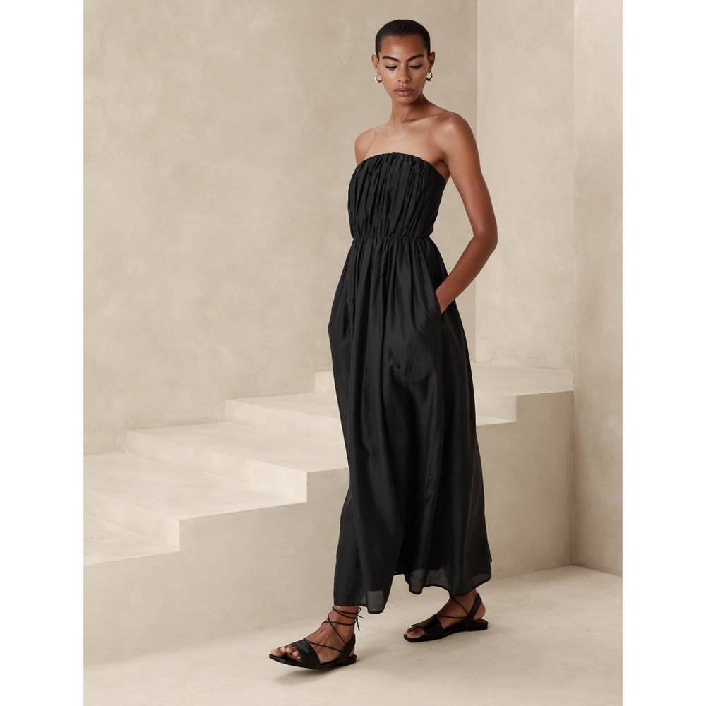 NWT Banana Republic Factory Organza Maxi Dress in Black